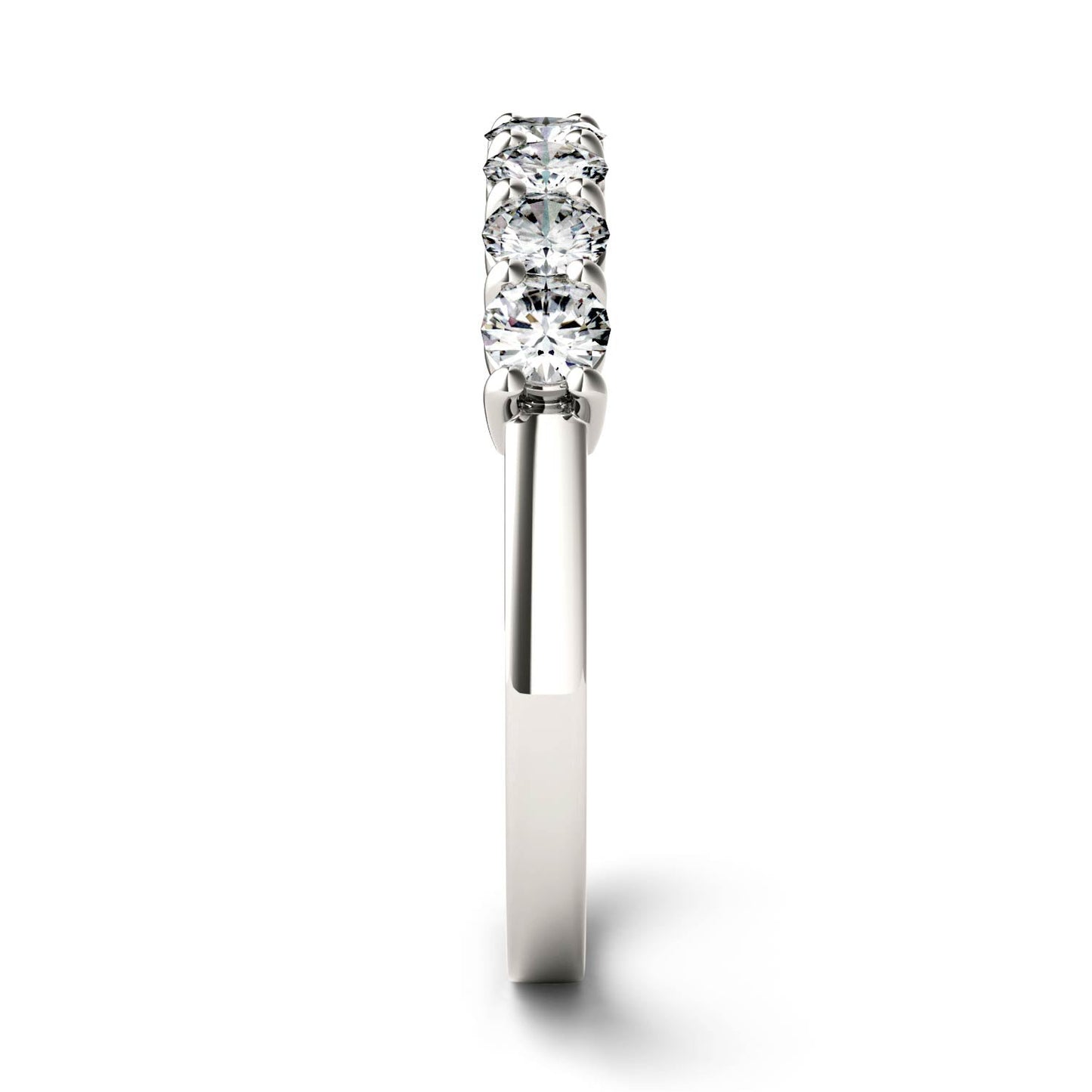 0.70 CTW DEW Round Moissanite Seven-Stone Anniversary Band in 14K White Gold
