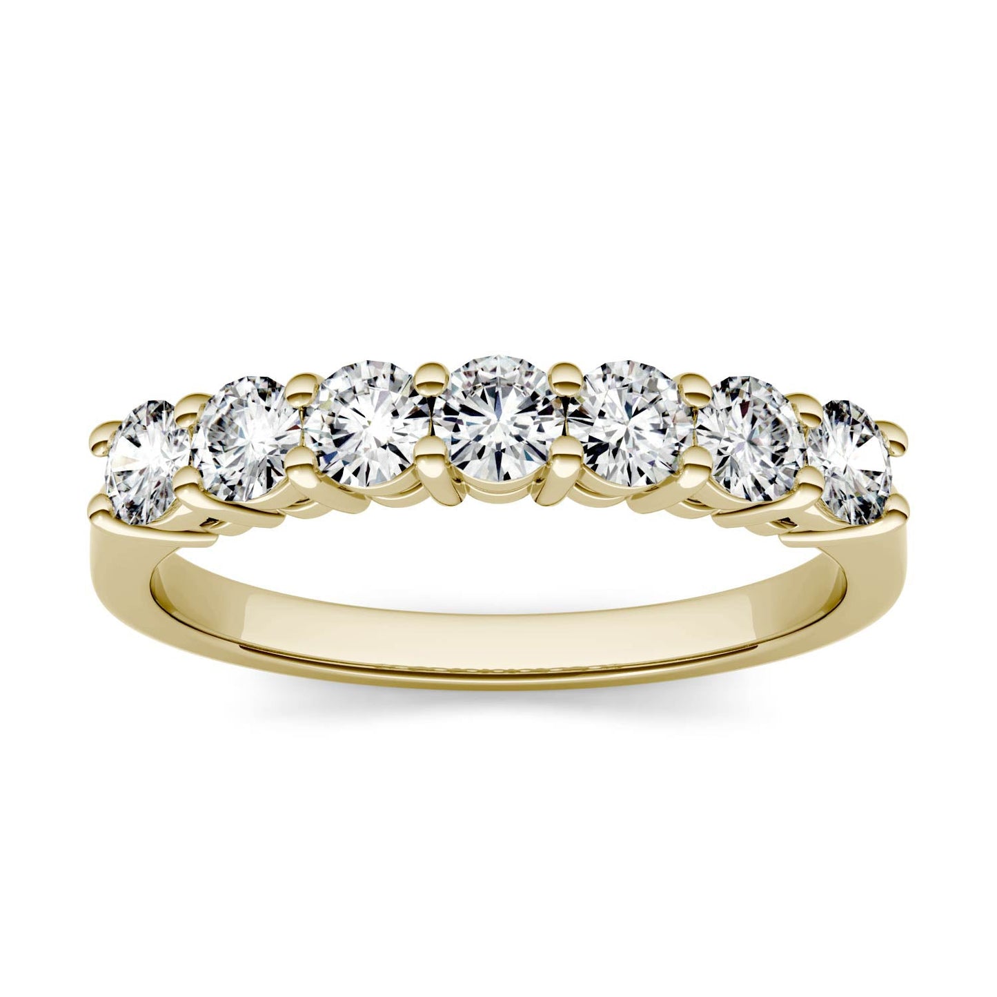 0.70 CTW DEW Round Moissanite Seven-Stone Anniversary Band in 14K Yellow Gold