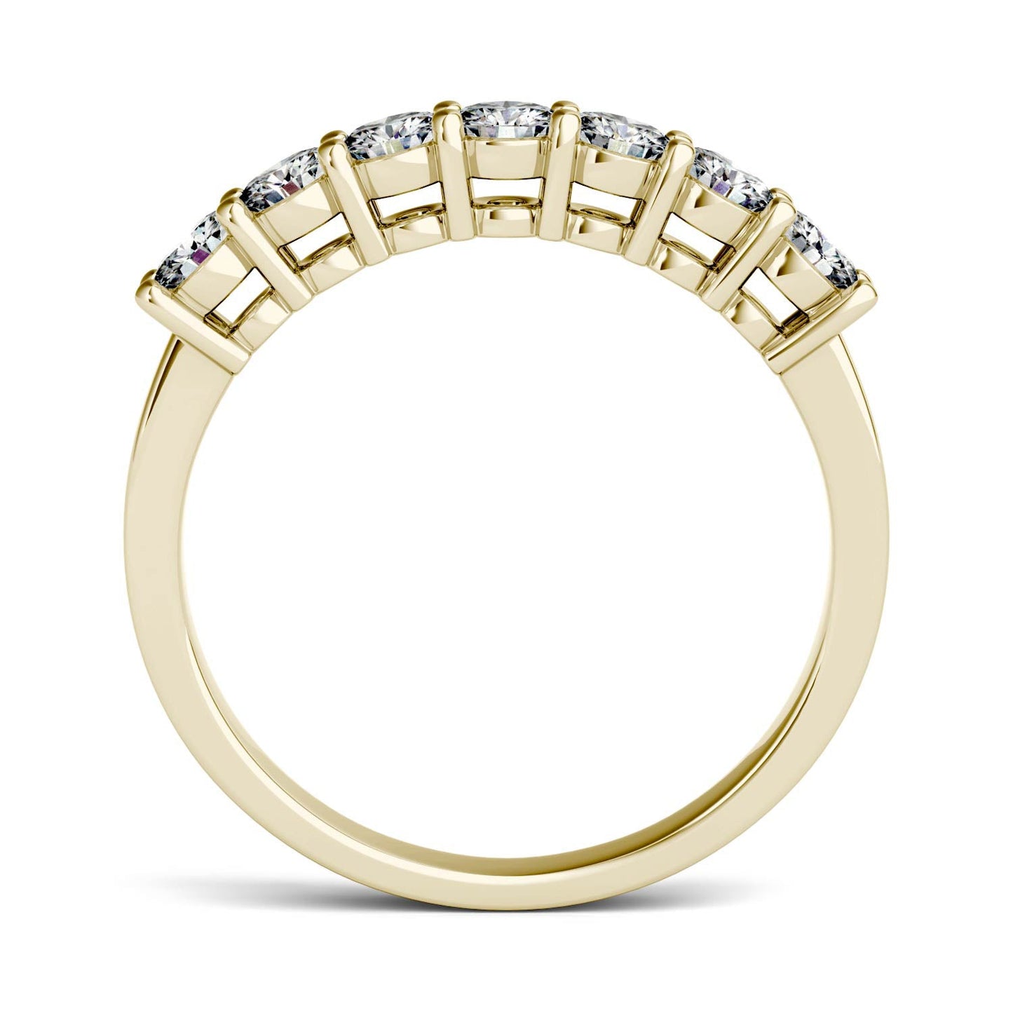 0.70 CTW DEW Round Moissanite Seven-Stone Anniversary Band in 14K Yellow Gold