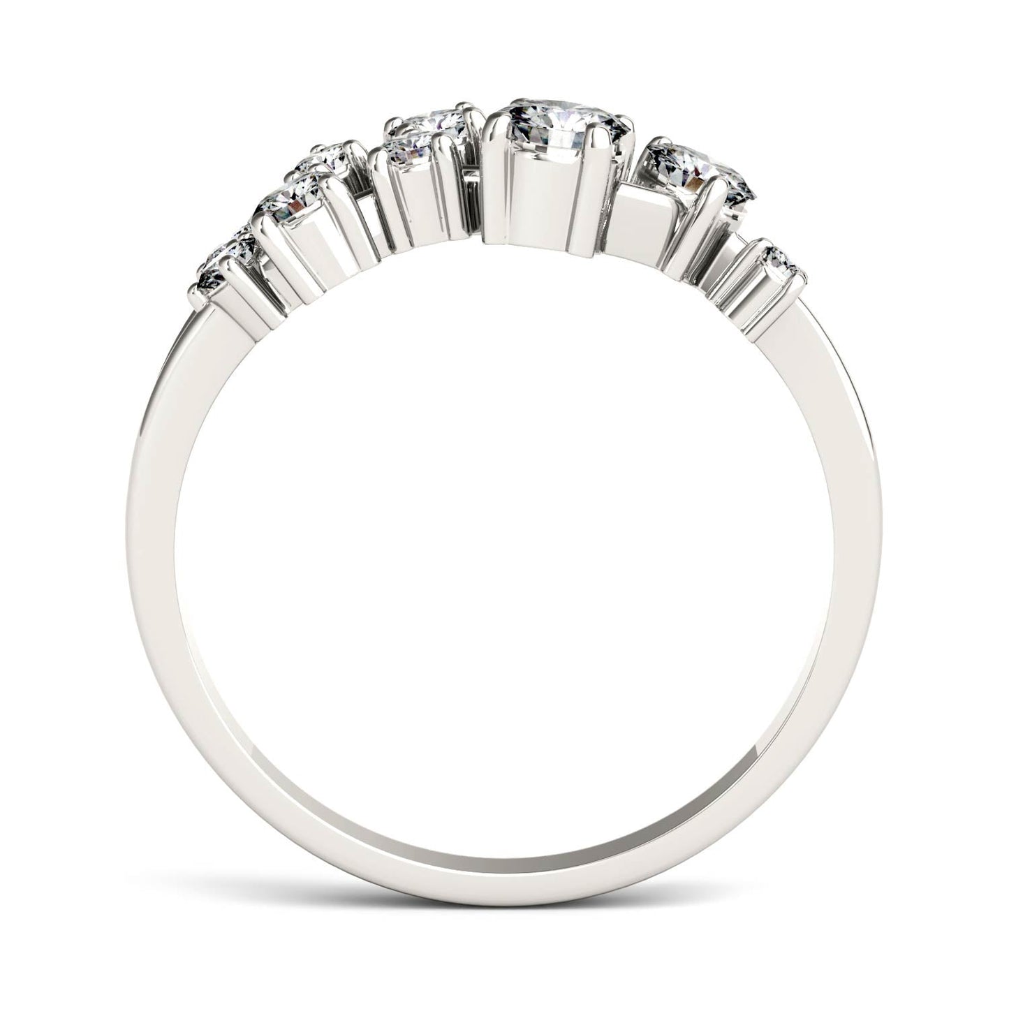 0.50 CTW DEW Round Moissanite Galaxy Ring in 14K White Gold