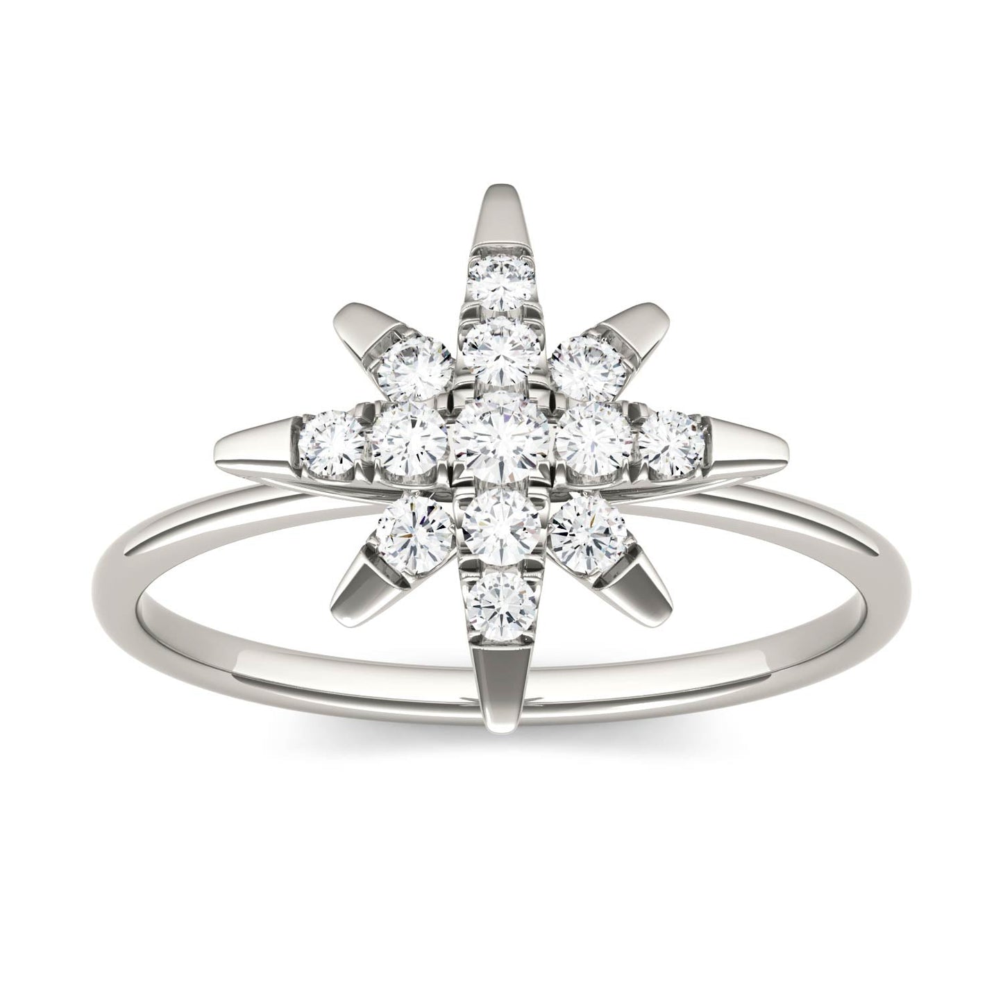0.22 CTW DEW Moissanite Starburst Ring in 14K White Gold