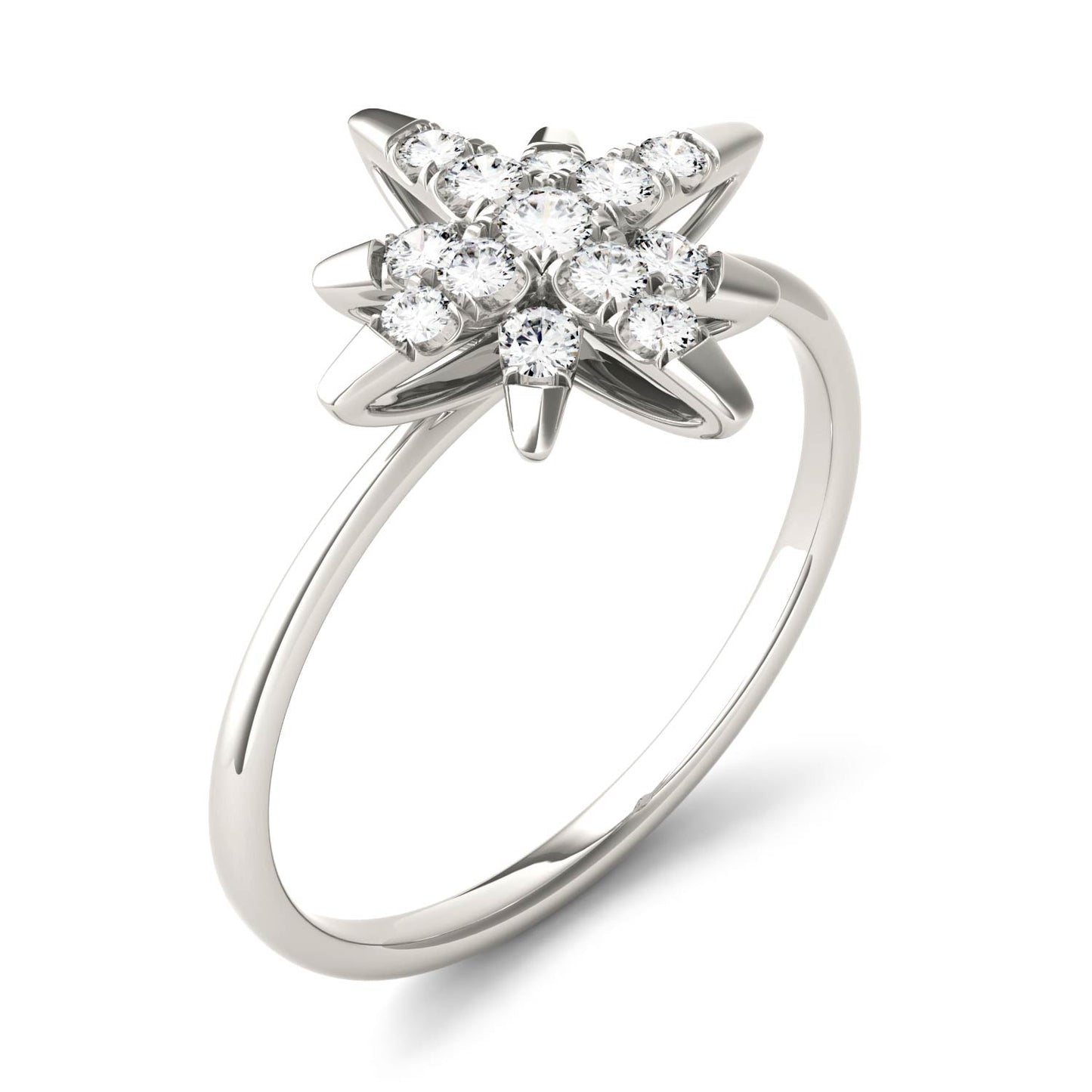 0.22 CTW DEW Moissanite Starburst Ring in 14K White Gold