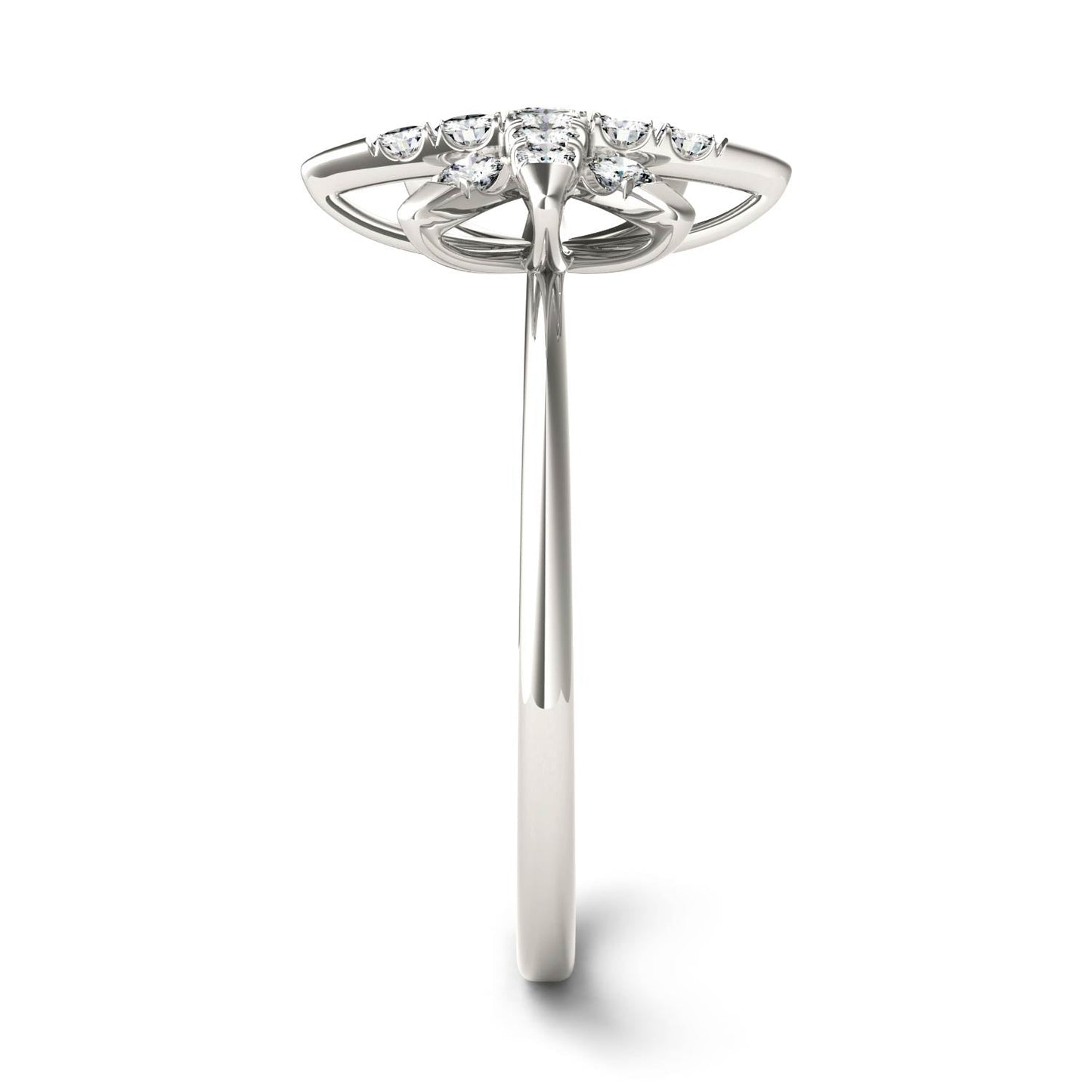 0.22 CTW DEW Moissanite Starburst Ring in 14K White Gold