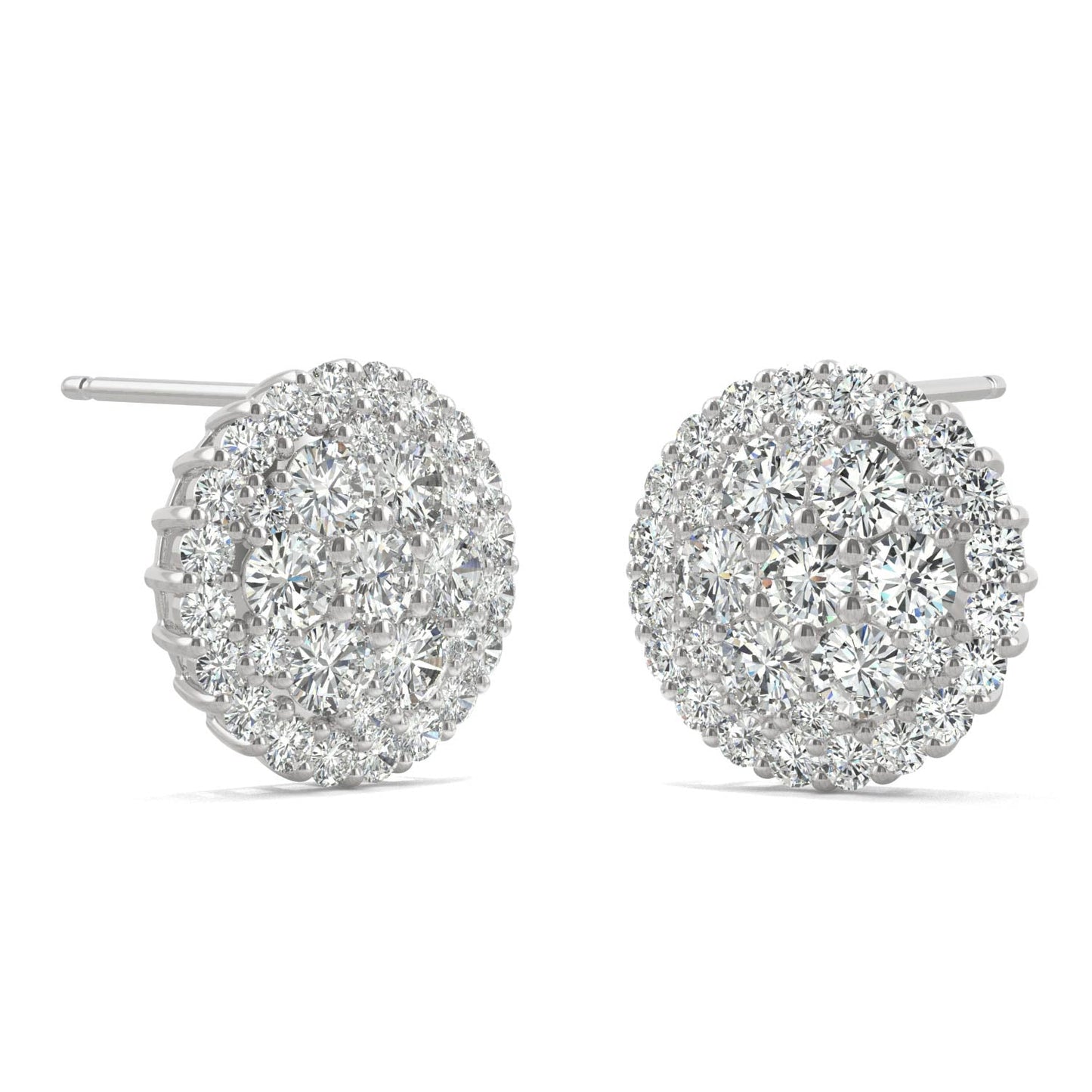 1.04 CTW DEW Round Moissanite Pave Stud Earrings in 14K White Gold