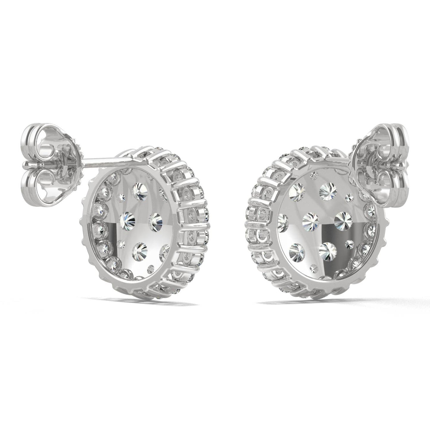 1.04 CTW DEW Round Moissanite Pave Stud Earrings in 14K White Gold