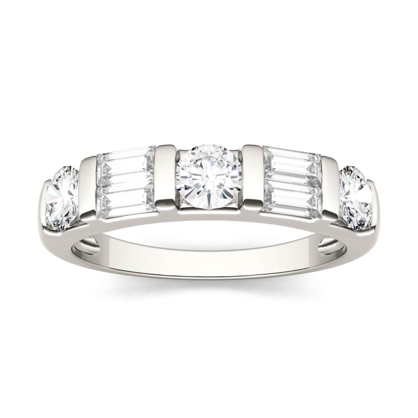 1.15 CTW DEW Straight Baguette Moissanite Double-Row Band in 14K White Gold