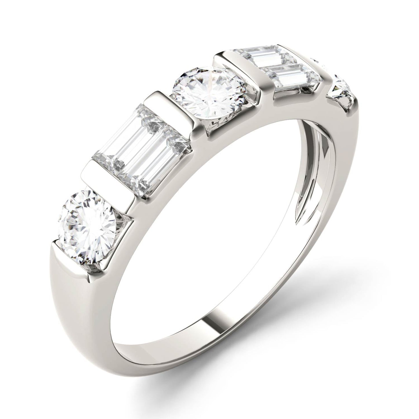 1.15 CTW DEW Straight Baguette Moissanite Double-Row Band in 14K White Gold