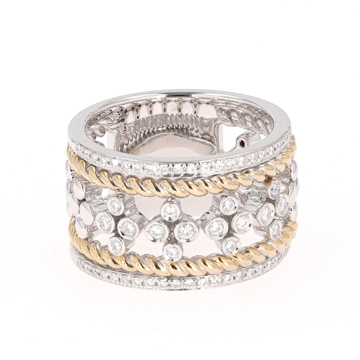 0.38 CTW DEW Moissanite Five-Row Cluster Band in 14K Two-Tone Gold