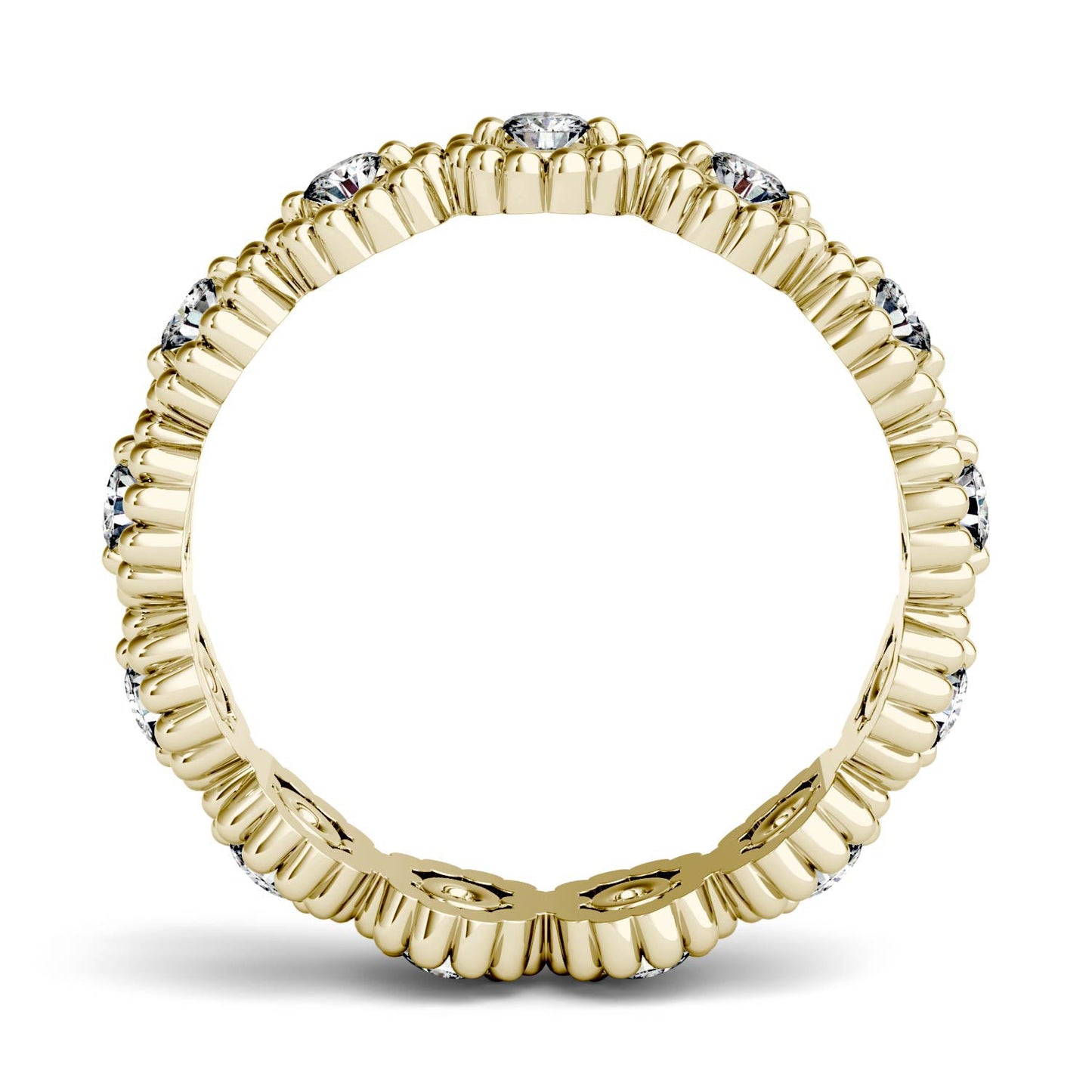 0.59 CTW DEW Round Moissanite Milgrain Eternity Band in 14K Yellow Gold