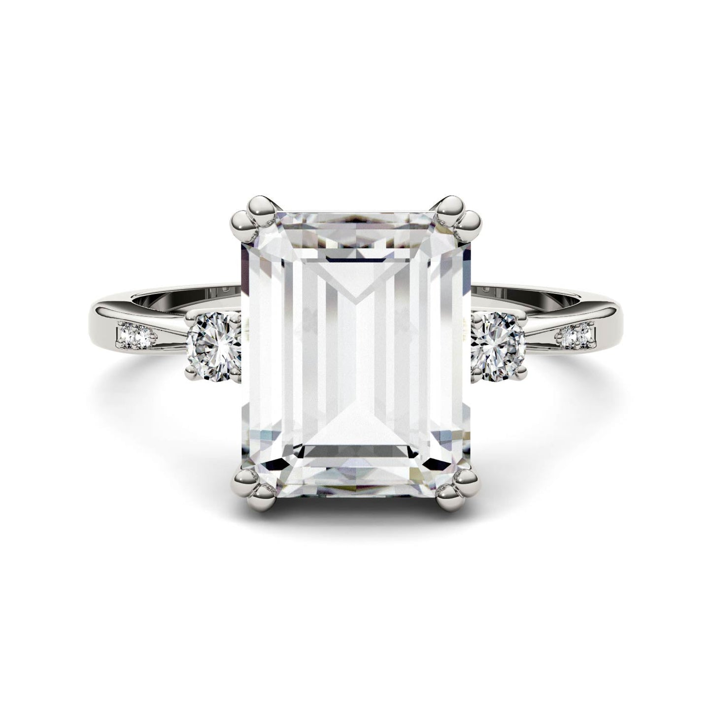 3.69 CTW DEW Emerald Moissanite Ring in 14K White Gold