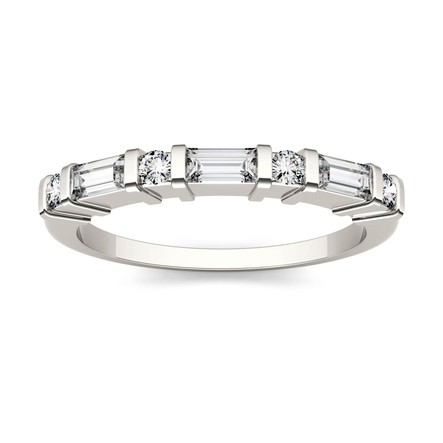 0.47 CTW DEW Alternating Straight Baguette Moissanite Band in 14K White Gold