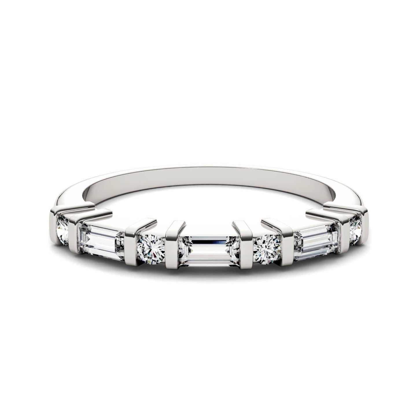 0.47 CTW DEW Alternating Straight Baguette Moissanite Band in 14K White Gold