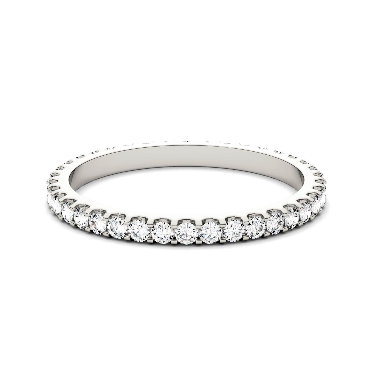 0.57 CTW DEW Round Moissanite Eternity Band in 14K White Gold