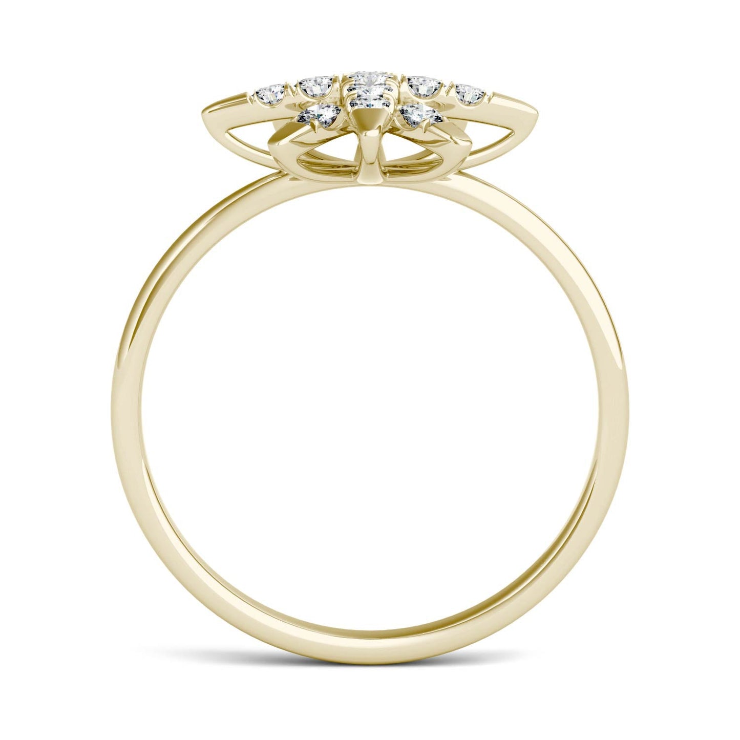 0.22 CTW DEW Moissanite Starburst Ring in 14K Yellow Gold