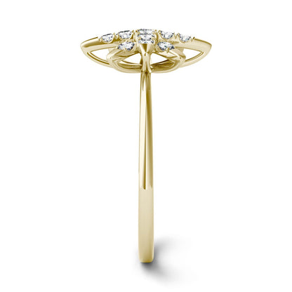 0.22 CTW DEW Moissanite Starburst Ring in 14K Yellow Gold
