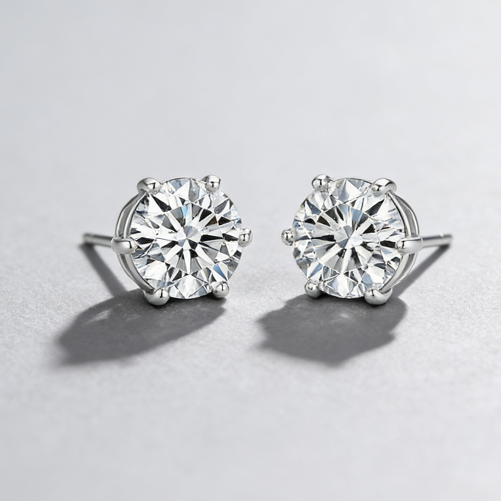 Moissanite Stud Earrings – 925 Sterling Silver, 6-Prong Setting, GRA Certified