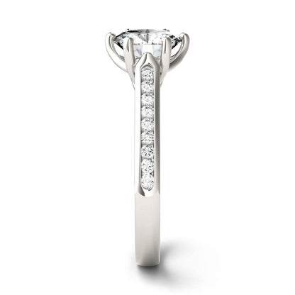 1.66 CTW DEW Round Moissanite Engagement Ring in 14K White Gold