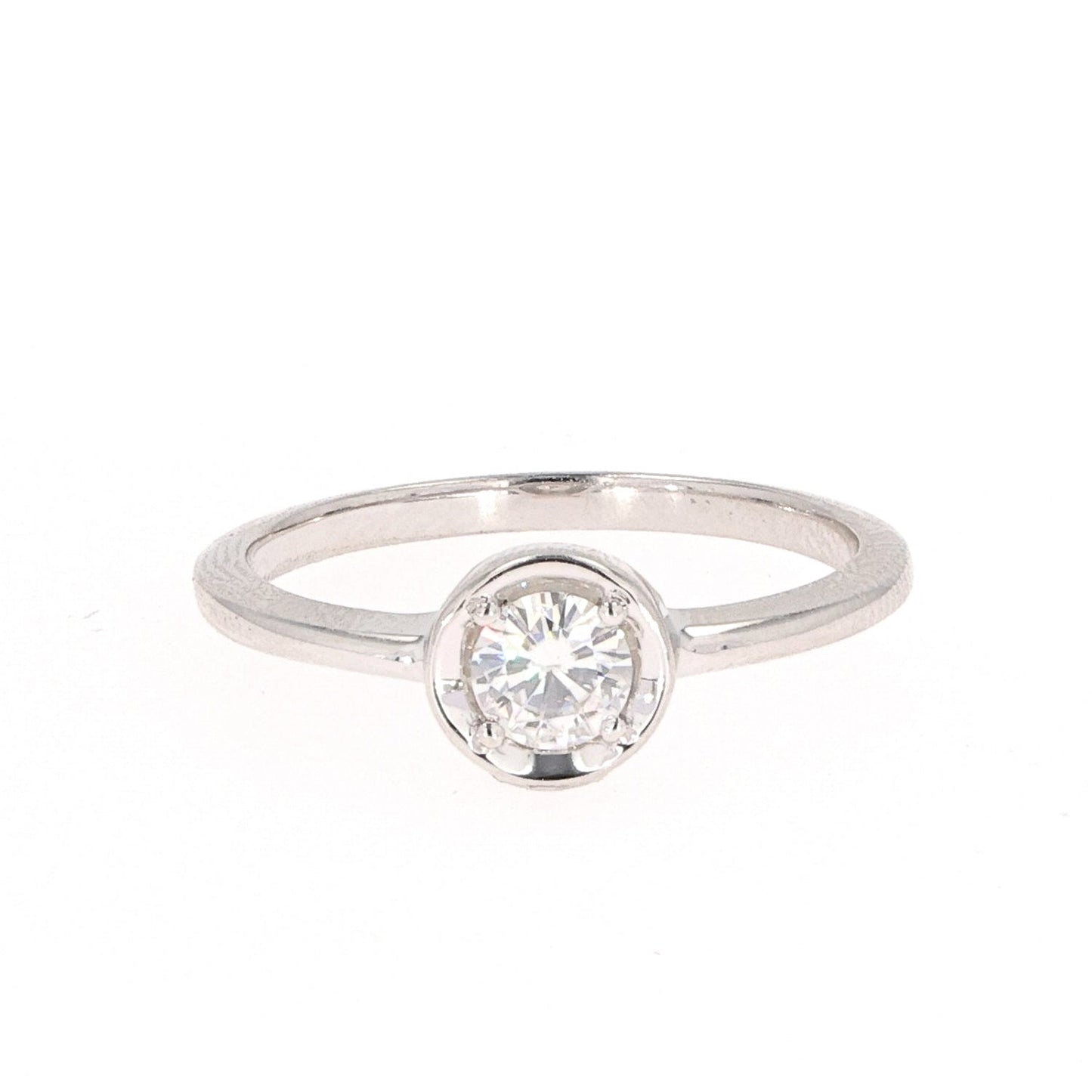 0.33 CTW DEW Round Moissanite Bezel Ring in Sterling Silver