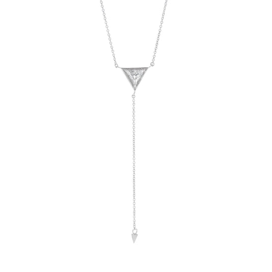 0.70 CTW DEW Triangle Moissanite Bezel Drop Necklace in Sterling Silver