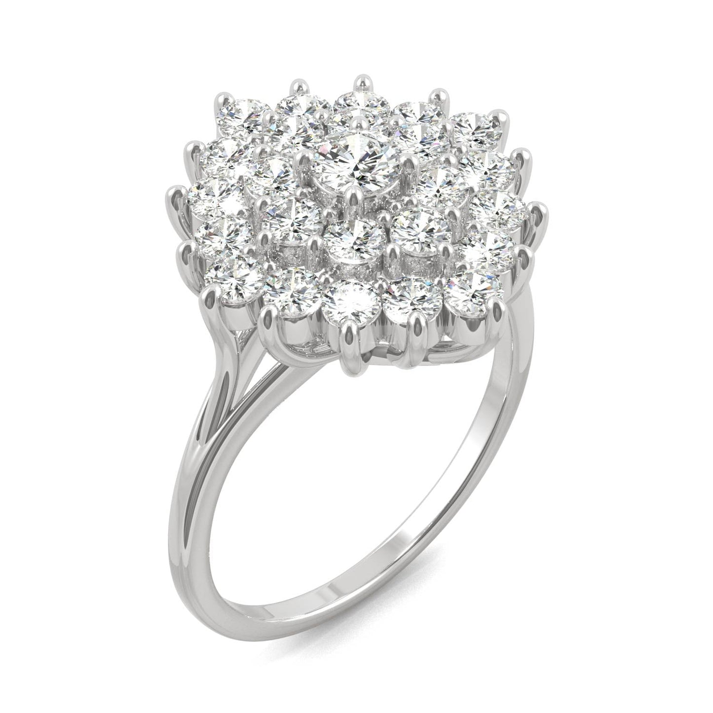 1.12 CTW DEW Round Moissanite Fashion Ring in 14K White Gold