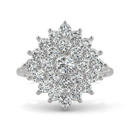 1.12 CTW DEW Round Moissanite Fashion Ring in 14K White Gold