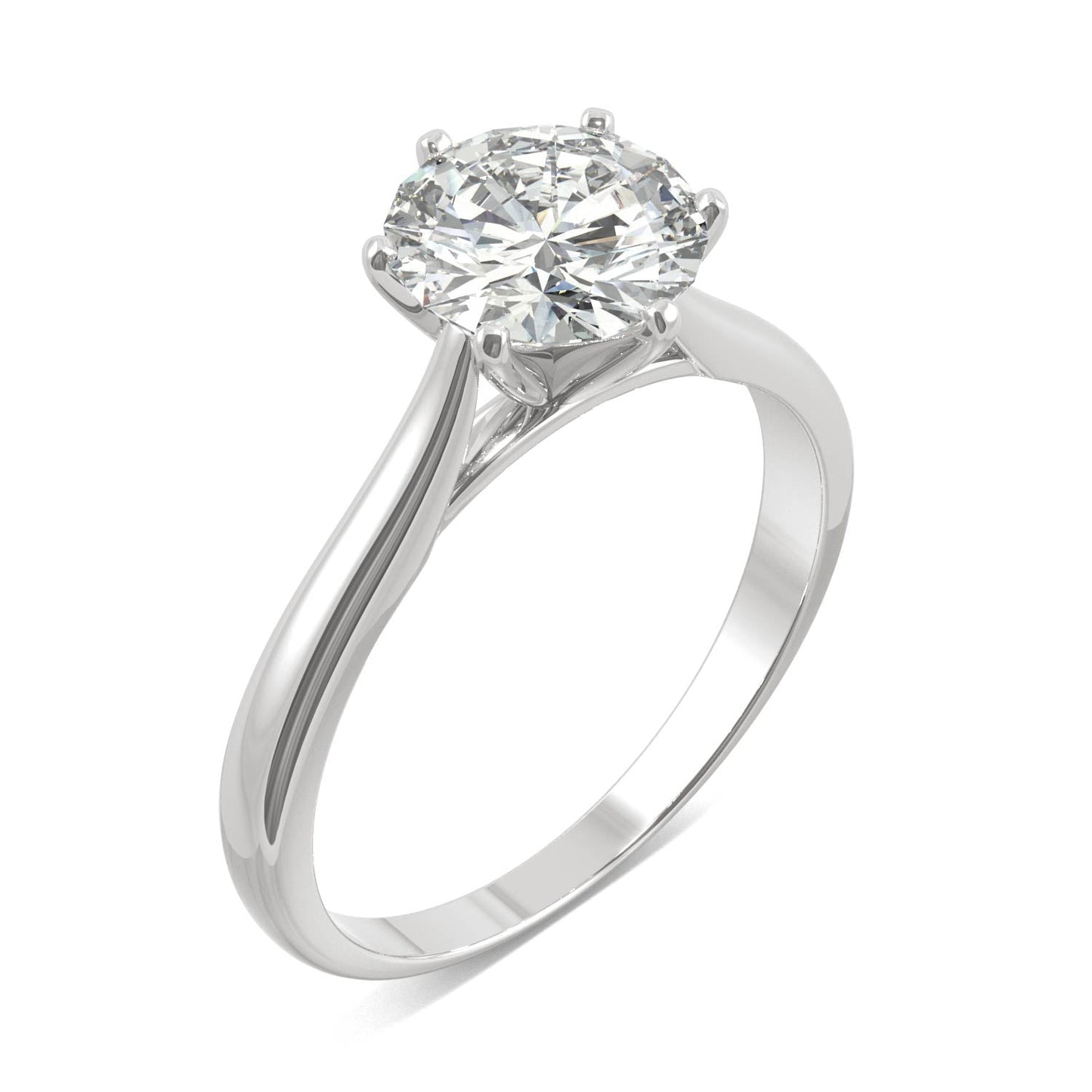 1.50 CTW DEW Round Moissanite Six-Prong Solitaire Engagement Ring in 14K White Gold