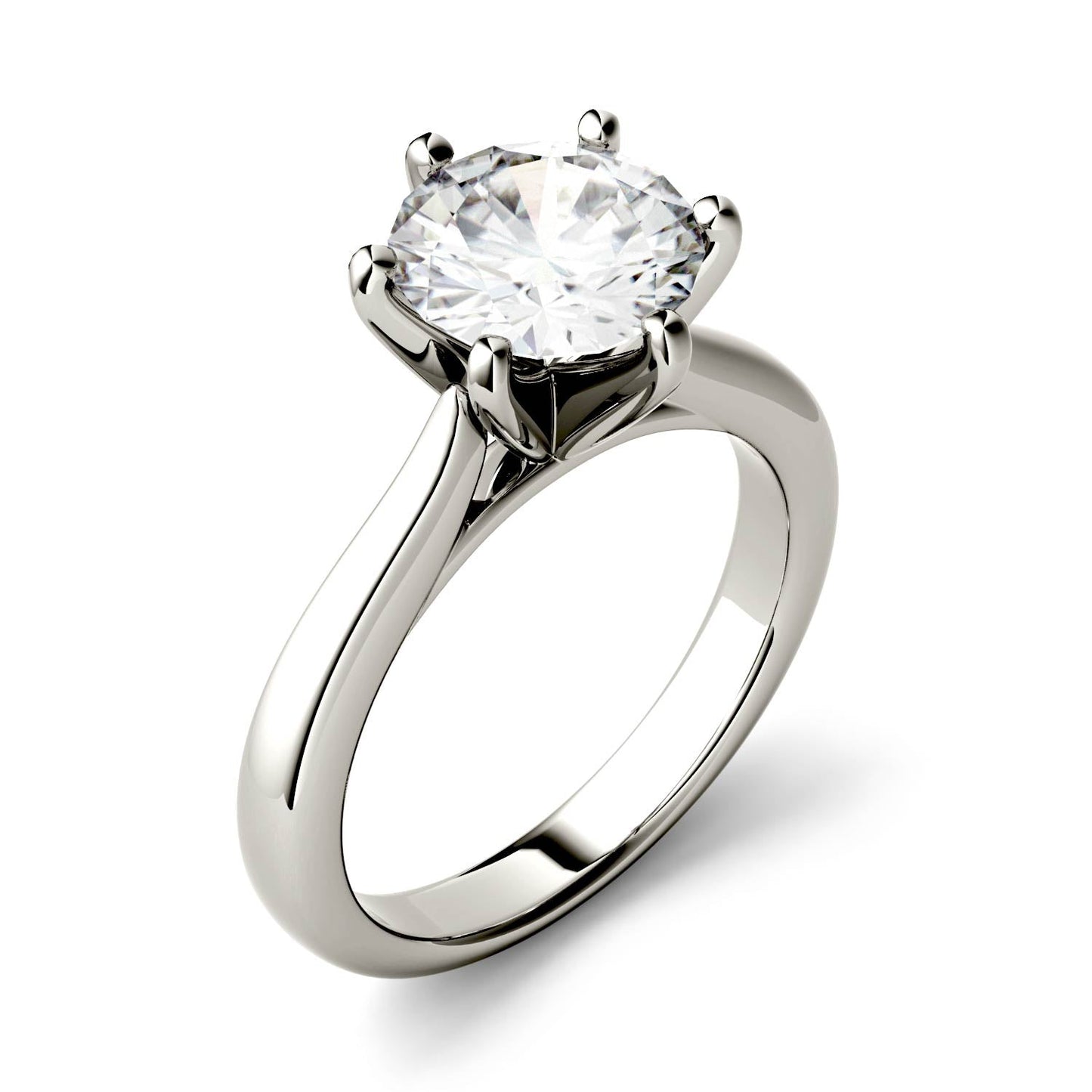 1.90 CTW DEW Round Moissanite Solitaire Engagement Ring in 14K White Gold