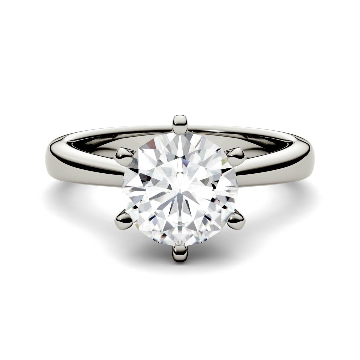 1.90 CTW DEW Round Moissanite Solitaire Engagement Ring in 14K White Gold