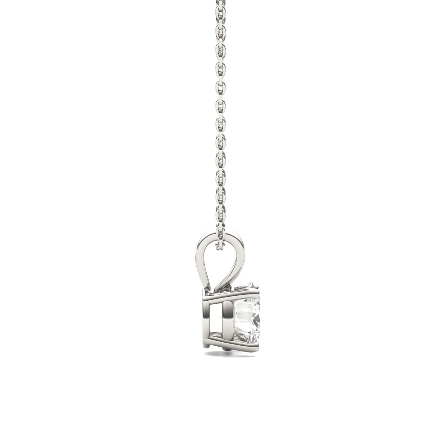 1.00 CTW DEW Round Moissanite Solitaire Pendant in 14K White Gold