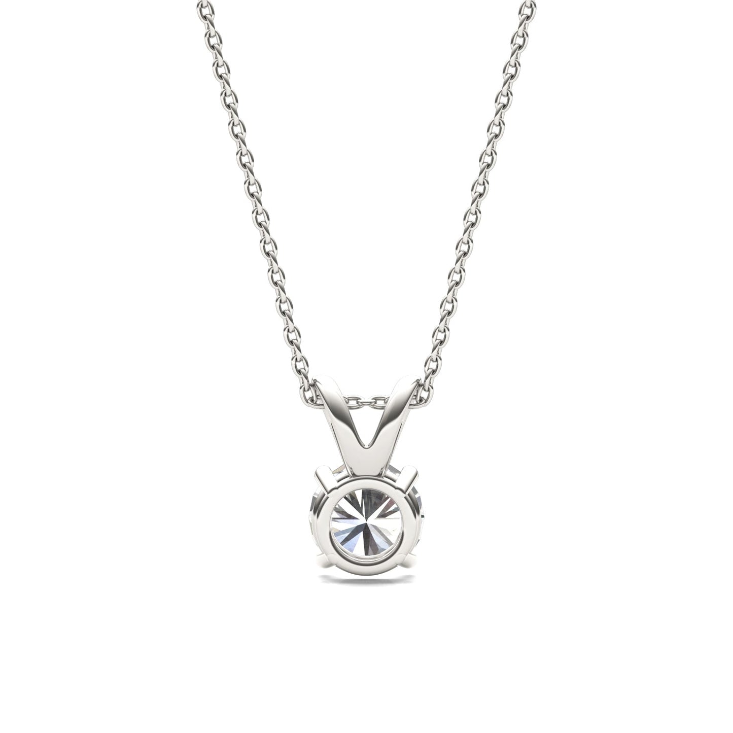 1.00 CTW DEW Round Moissanite Solitaire Pendant in 14K White Gold
