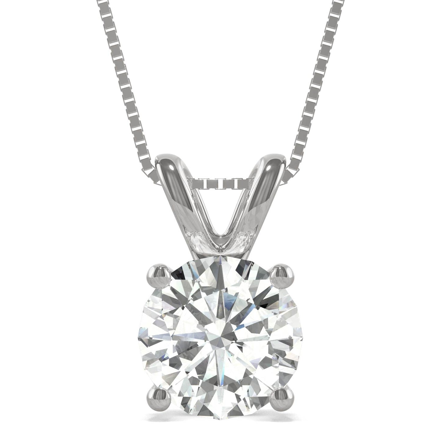 3.10 CTW DEW Round Moissanite Basket Pendant in 14K White Gold