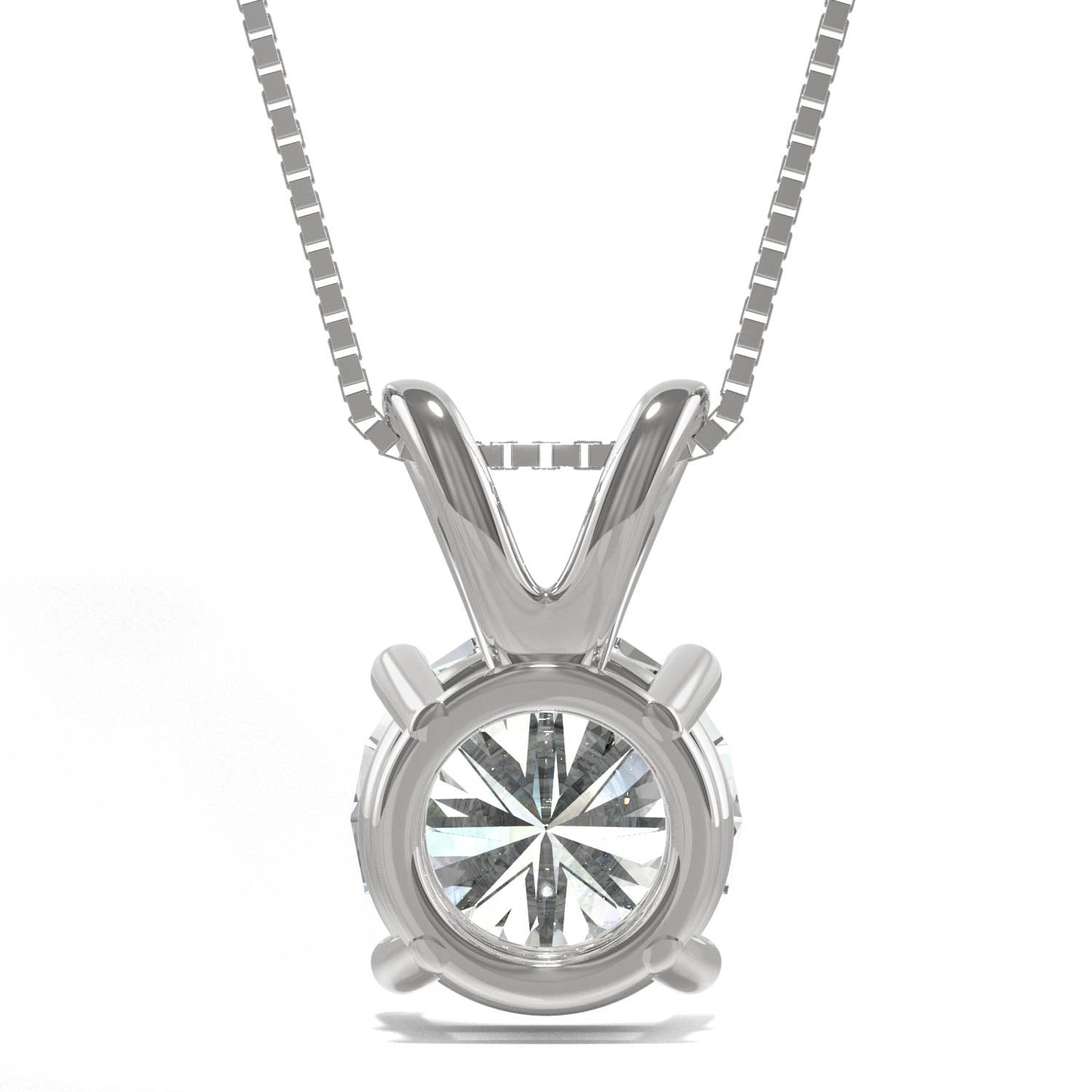 3.10 CTW DEW Round Moissanite Basket Pendant in 14K White Gold
