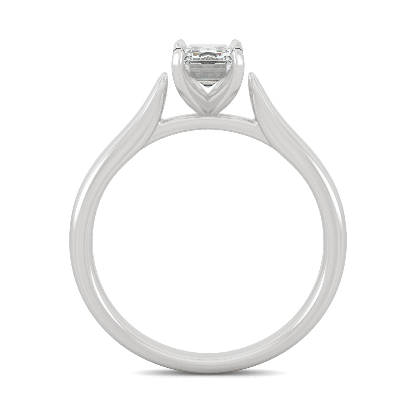 1.00 CTW DEW Emerald Moissanite Solitaire Ring in 14K White Gold