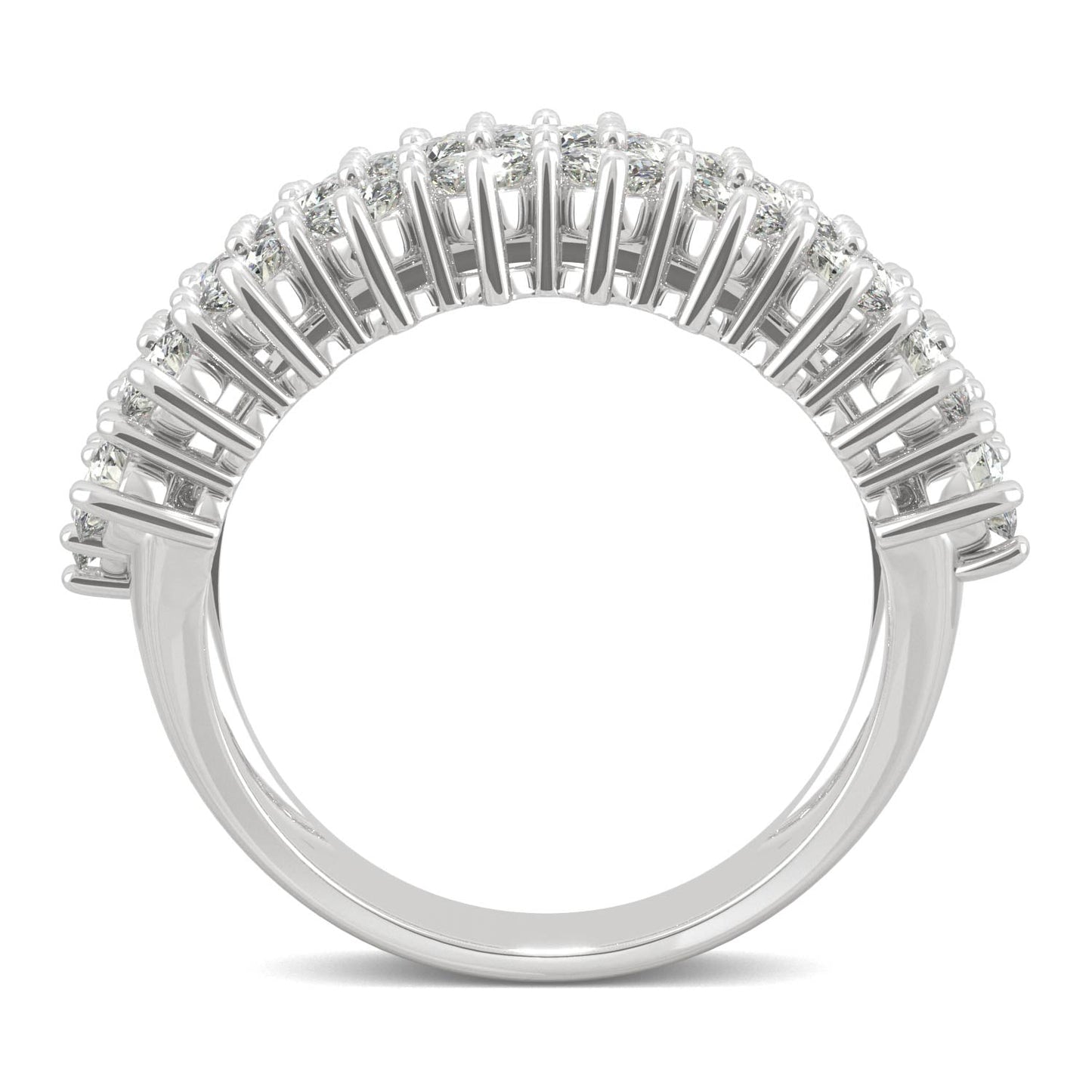 3.00 CTW DEW Round Moissanite Three-Row Ring in 14K White Gold
