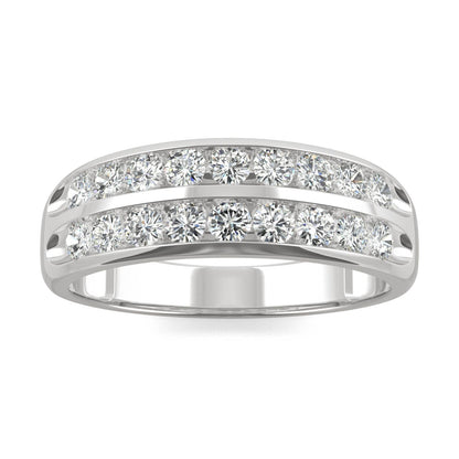 0.72 CTW DEW Round Moissanite Two Row Ring in 14K White Gold