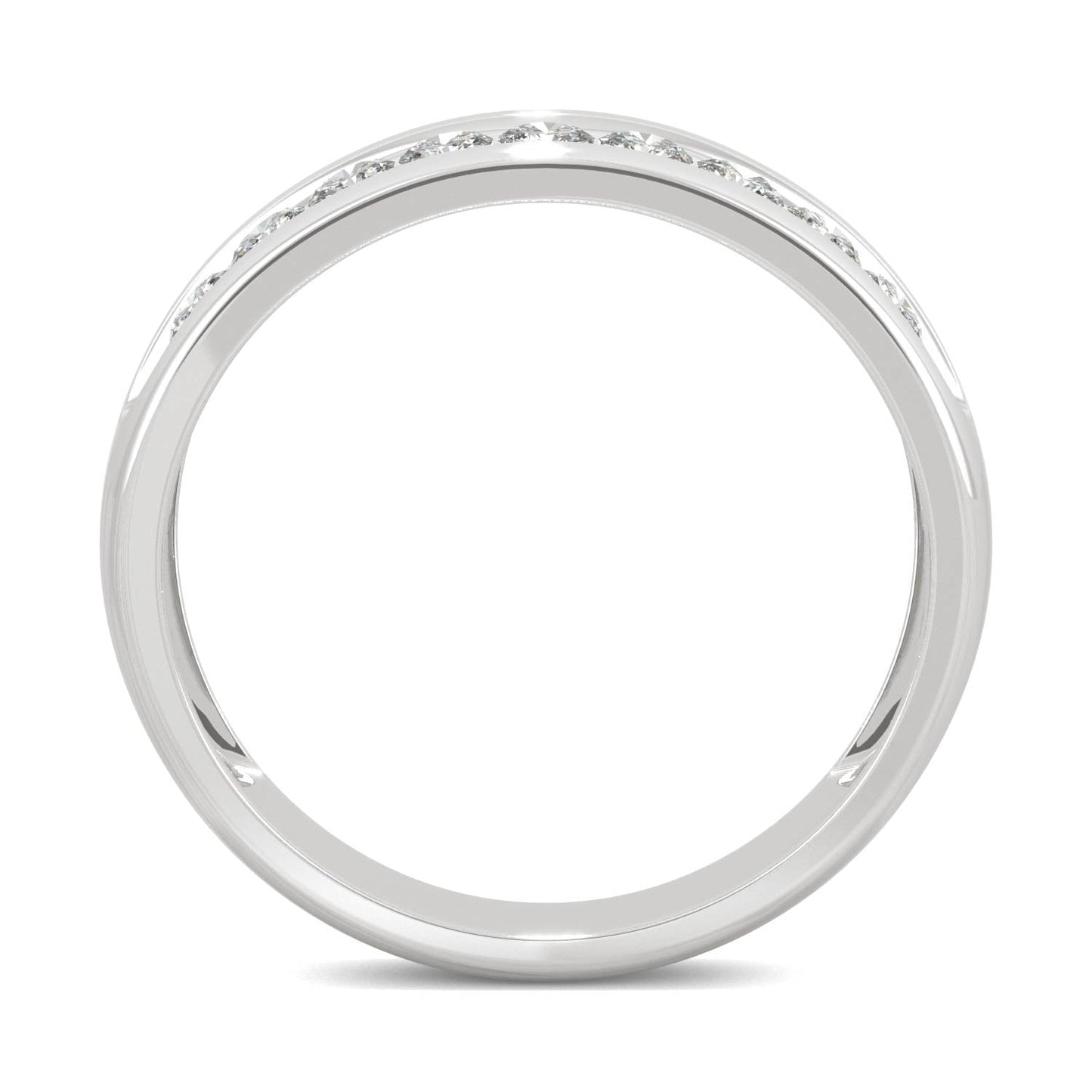 0.72 CTW DEW Round Moissanite Two Row Ring in 14K White Gold