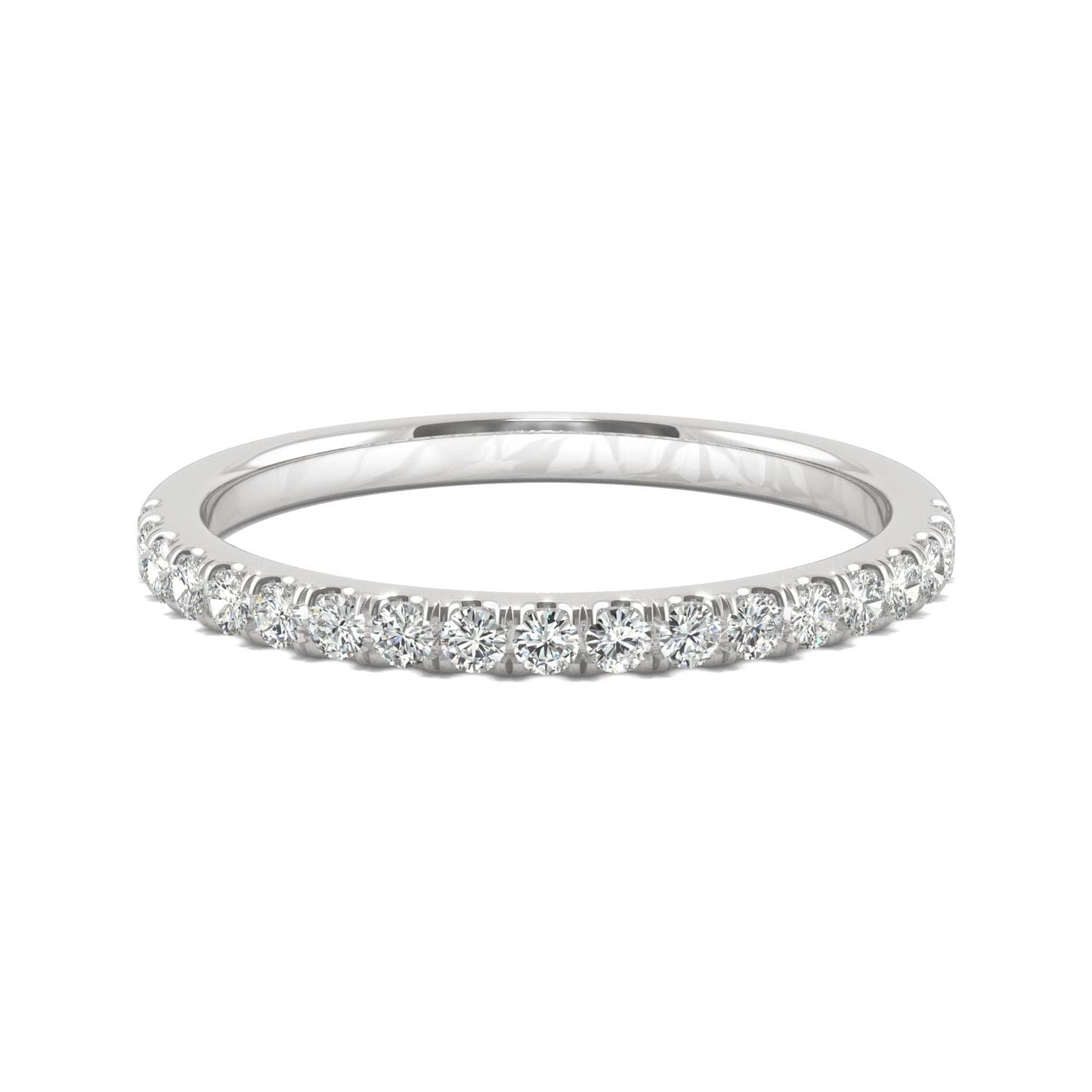 0.33 CTW DEW Round Moissanite Wedding Band in 14K White Gold