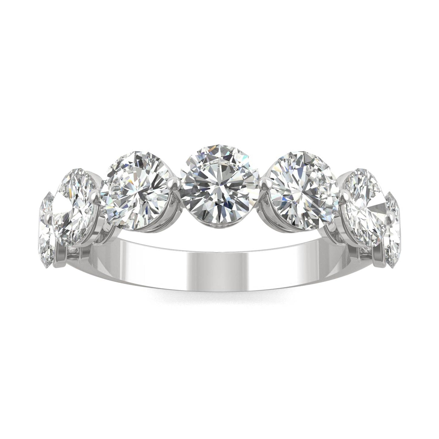 3.50 CTW DEW Round Moissanite Seven-Stone Ring in 14K White Gold