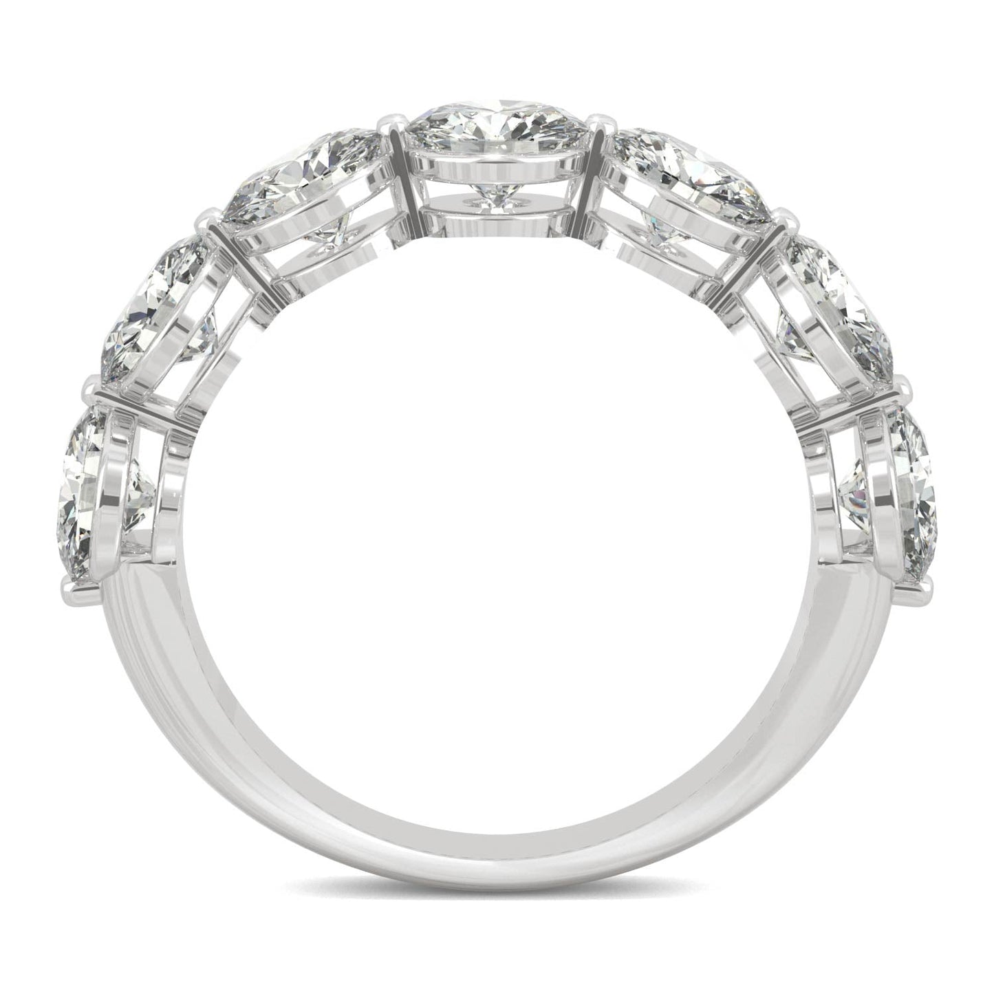 3.50 CTW DEW Round Moissanite Seven-Stone Ring in 14K White Gold