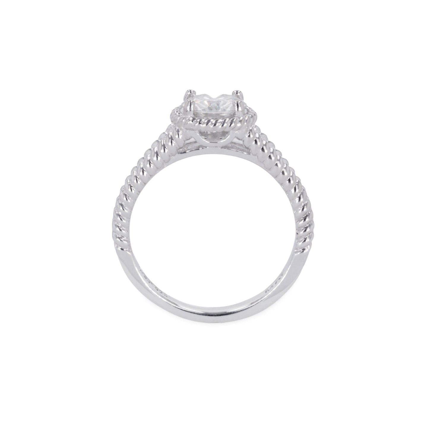 1.00 CTW DEW Round Moissanite Split-Shank Engagement Ring in Sterling Silver
