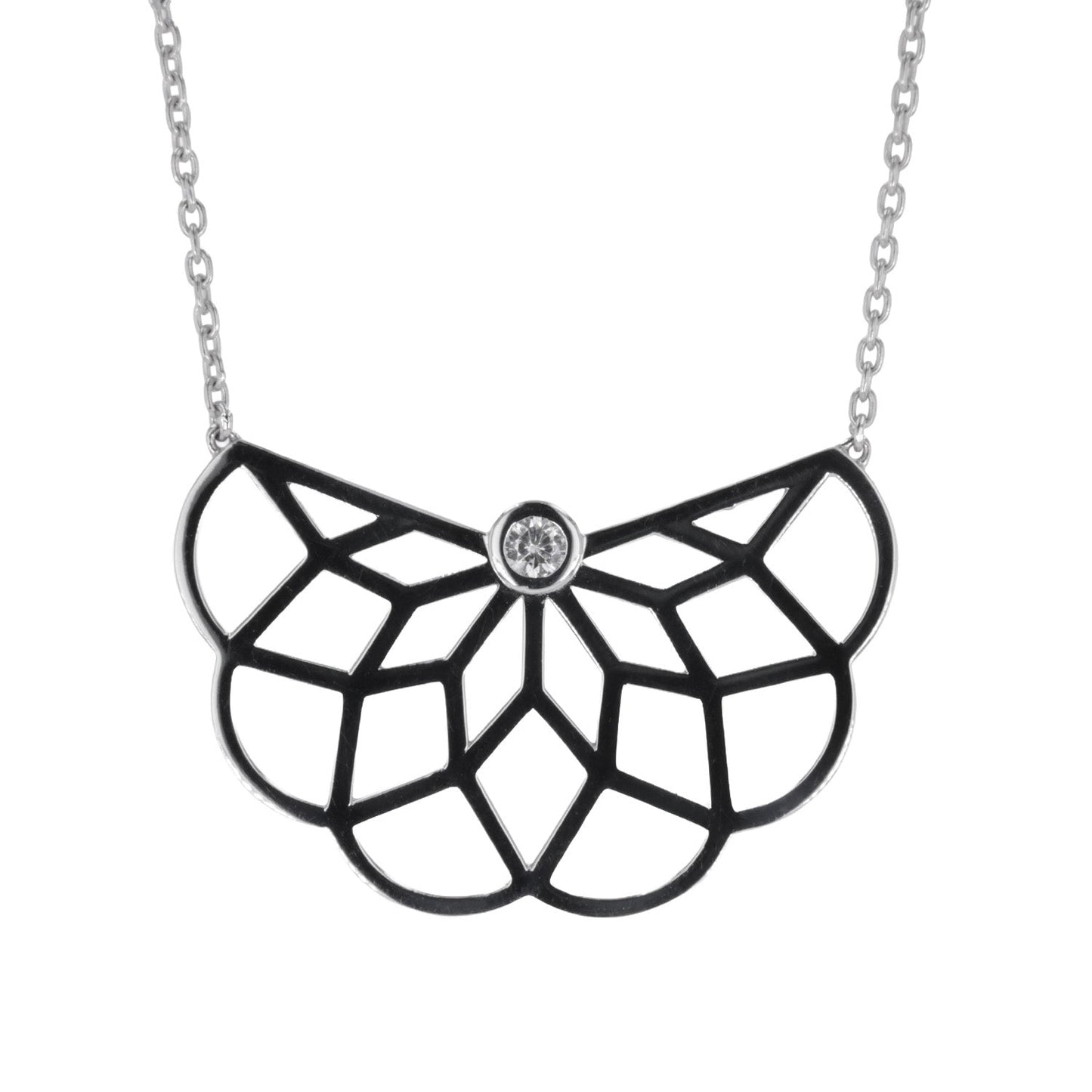 0.10 CTW DEW Moissanite Rosace Necklace in Sterling Silver