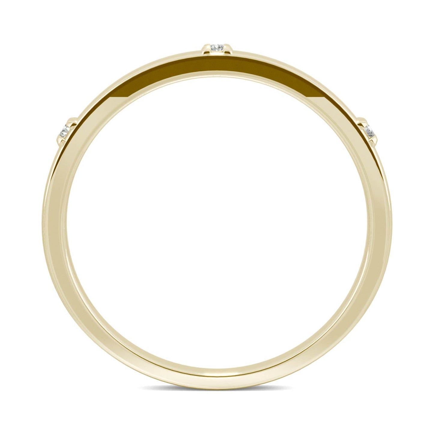 0.02 CTW DEW Round Moissanite Three-Stone Stackable Band in 14K Yellow Gold