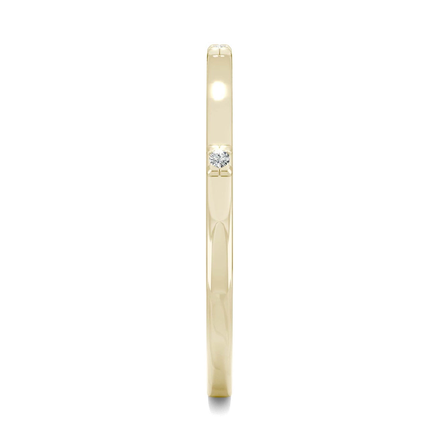 0.02 CTW DEW Round Moissanite Three-Stone Stackable Band in 14K Yellow Gold