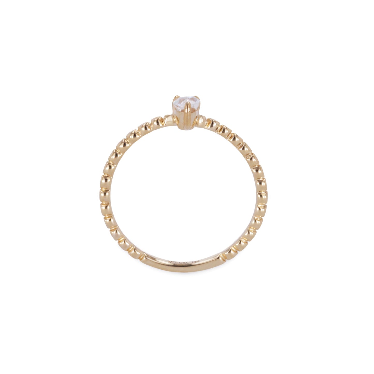 0.24 CTW DEW Pear Moissanite Stackable Band in 14K Yellow Gold