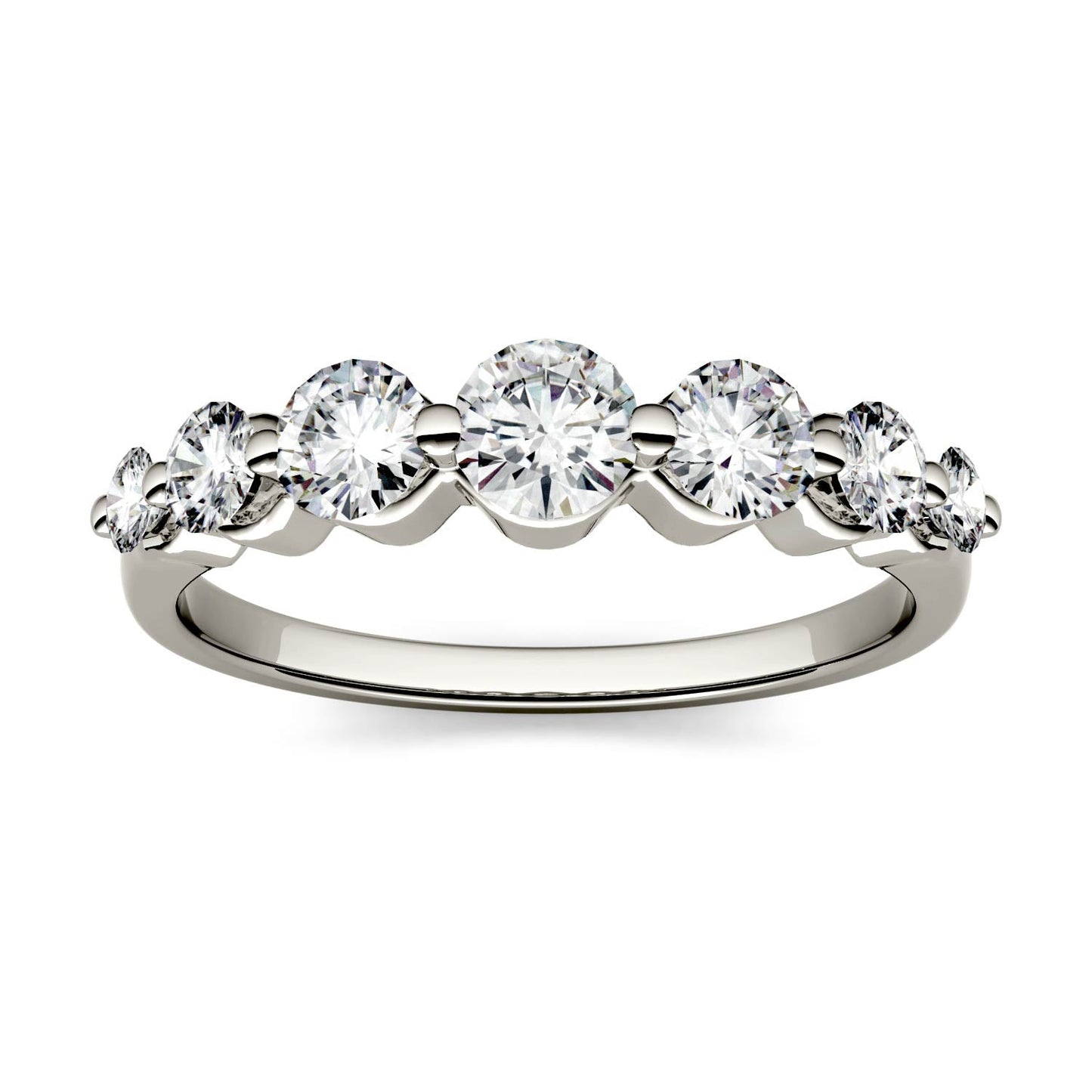 0.87 CTW DEW Round Moissanite Seven-Stone Ring in 14K White Gold