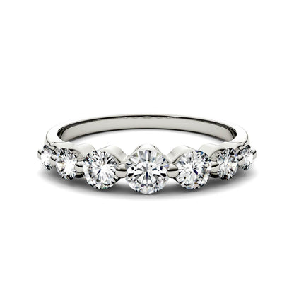 0.87 CTW DEW Round Moissanite Seven-Stone Ring in 14K White Gold