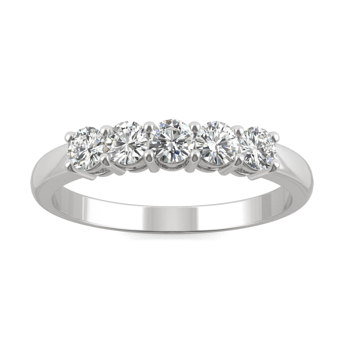 0.50 CTW DEW Round Moissanite Five-Stone Ring in 14K White Gold