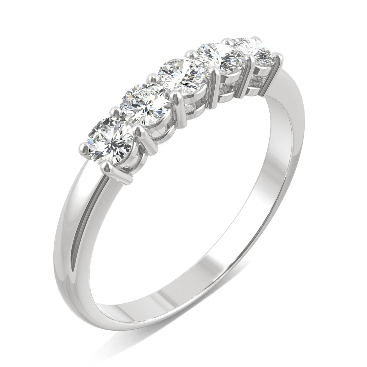 0.50 CTW DEW Round Moissanite Five-Stone Ring in 14K White Gold
