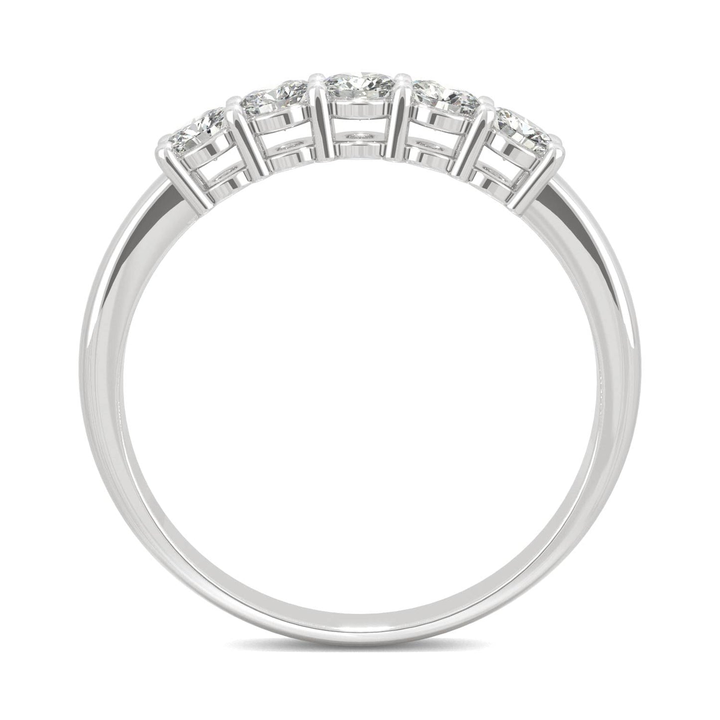 0.50 CTW DEW Round Moissanite Five-Stone Ring in 14K White Gold
