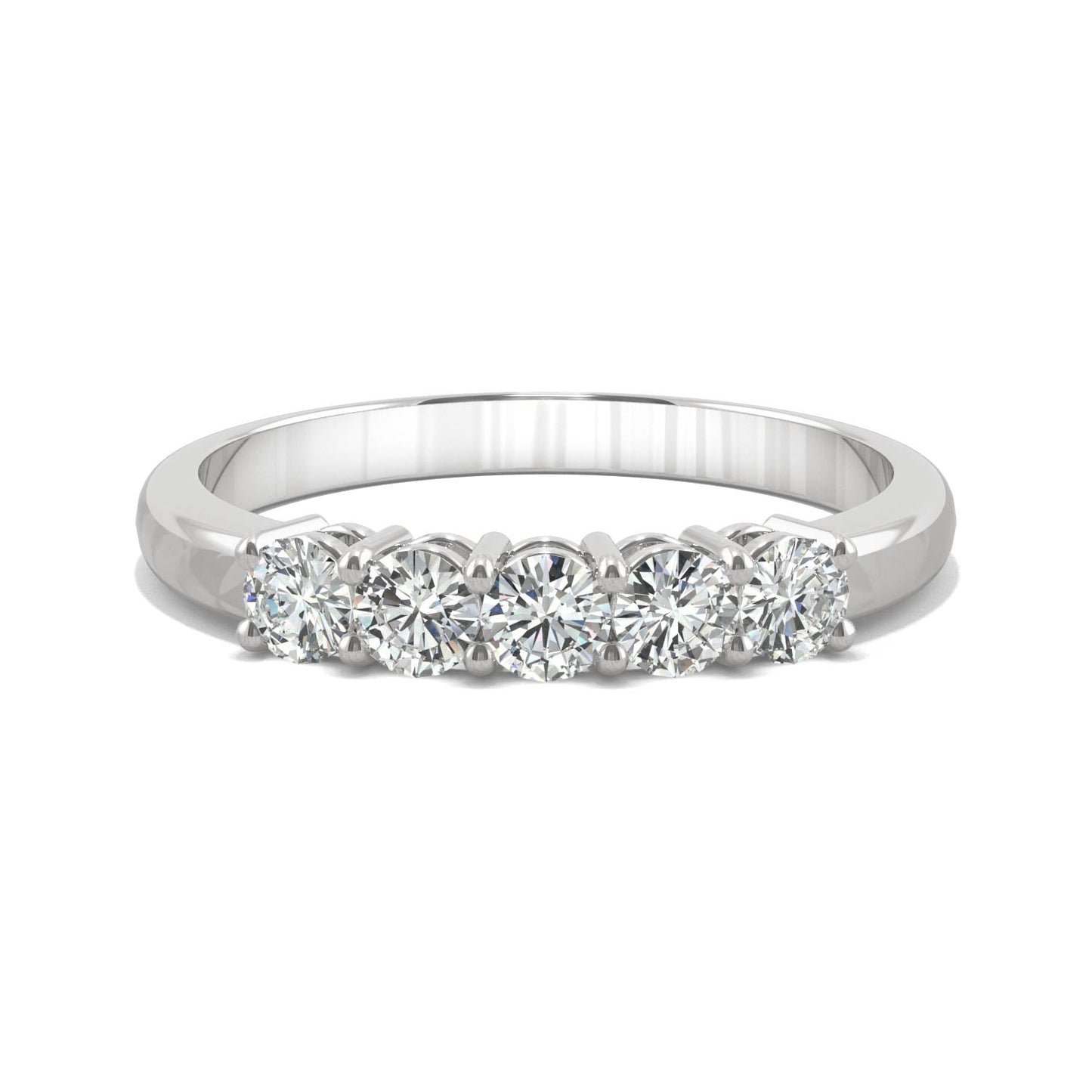 0.50 CTW DEW Round Moissanite Five-Stone Ring in 14K White Gold